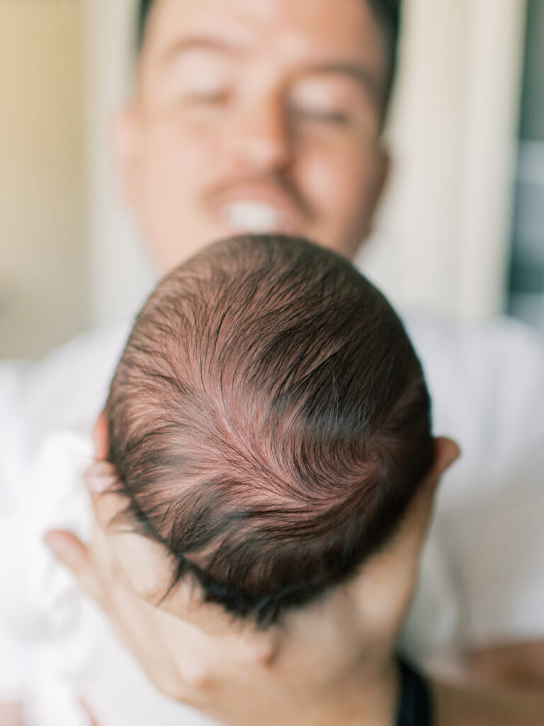 Detailed photo of newborn baby head of hair.