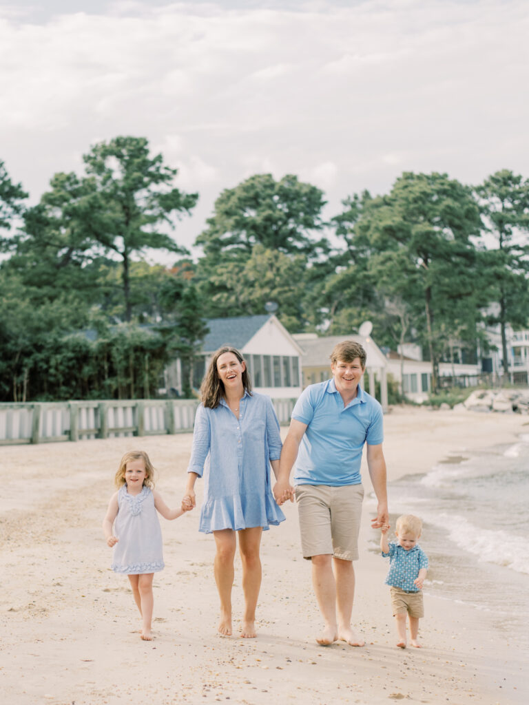 Young family of four on beach decided between Richmond Virginia Mini Session or Full Session